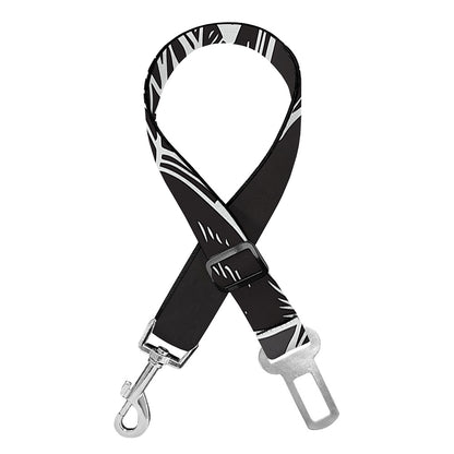 Monochrome Lotus Print Dog Seat Belt