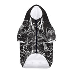 Monochrome Lotus Print Dog Zip Up Hoodie
