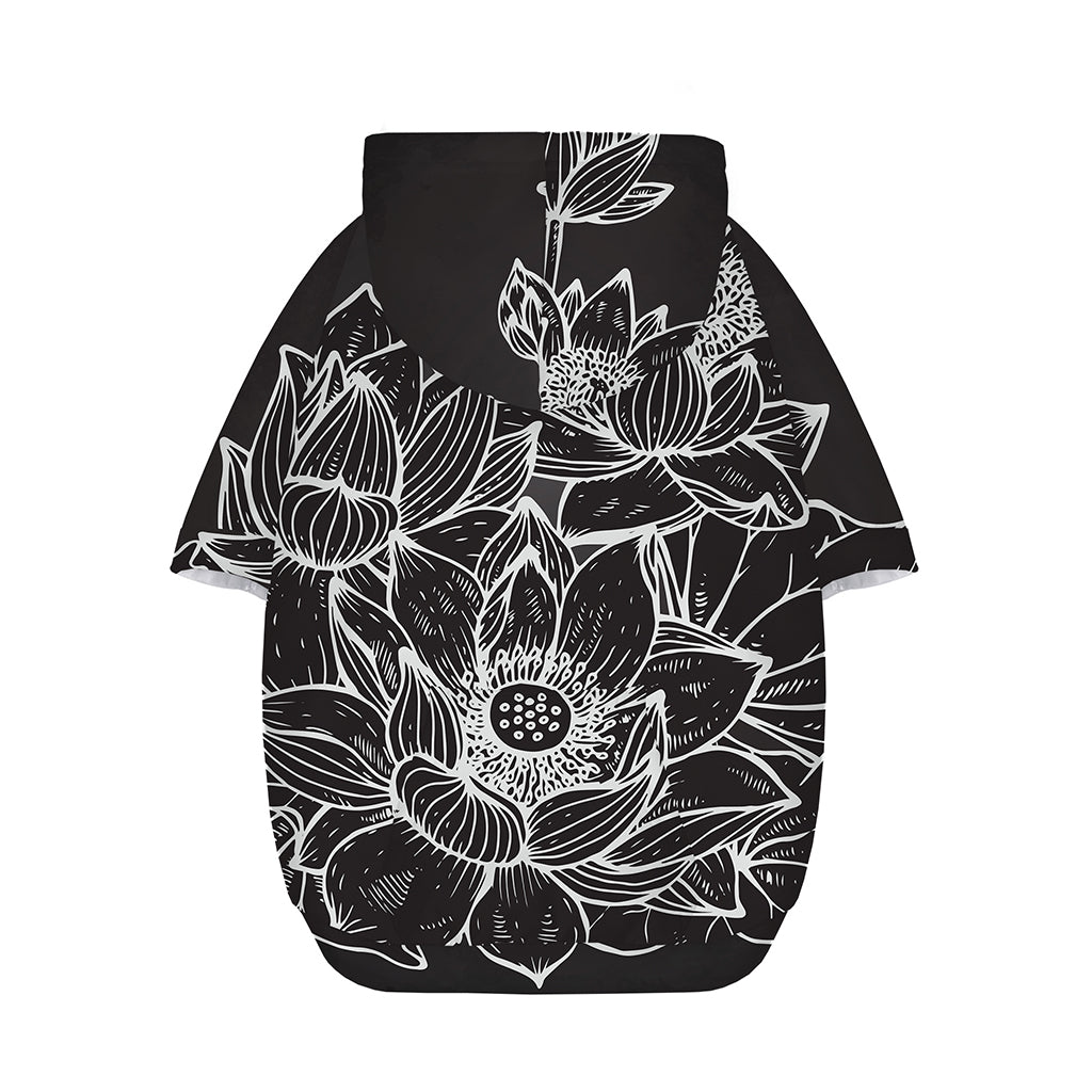 Monochrome Lotus Print Dog Zip Up Hoodie