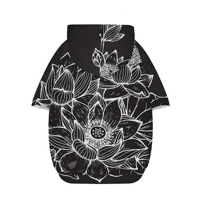 Monochrome Lotus Print Dog Zip Up Hoodie