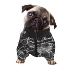 Monochrome Lotus Print Dog Zip Up Jacket