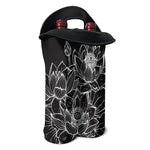 Monochrome Lotus Print Double Neoprene Wine Tote