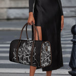 Monochrome Lotus Print Duffle Bag