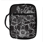Monochrome Lotus Print Front Pocket Bible Bag