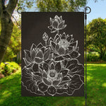 Monochrome Lotus Print Garden Flag