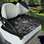 Monochrome Lotus Print Golf Cart Seat Cover