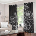Monochrome Lotus Print Grommet Curtains