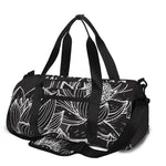 Monochrome Lotus Print Gym Bag