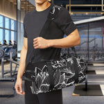 Monochrome Lotus Print Gym Bag
