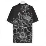 Monochrome Lotus Print Hawaiian Shirt