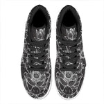 Monochrome Lotus Print High Top Leather Sneakers
