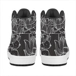 Monochrome Lotus Print High Top Leather Sneakers