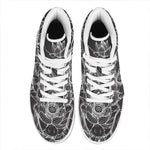 Monochrome Lotus Print High Top Leather Sneakers