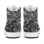 Monochrome Lotus Print High Top Leather Sneakers