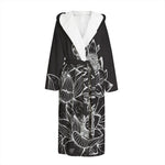 Monochrome Lotus Print Hooded Bathrobe