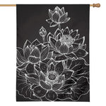 Monochrome Lotus Print House Flag