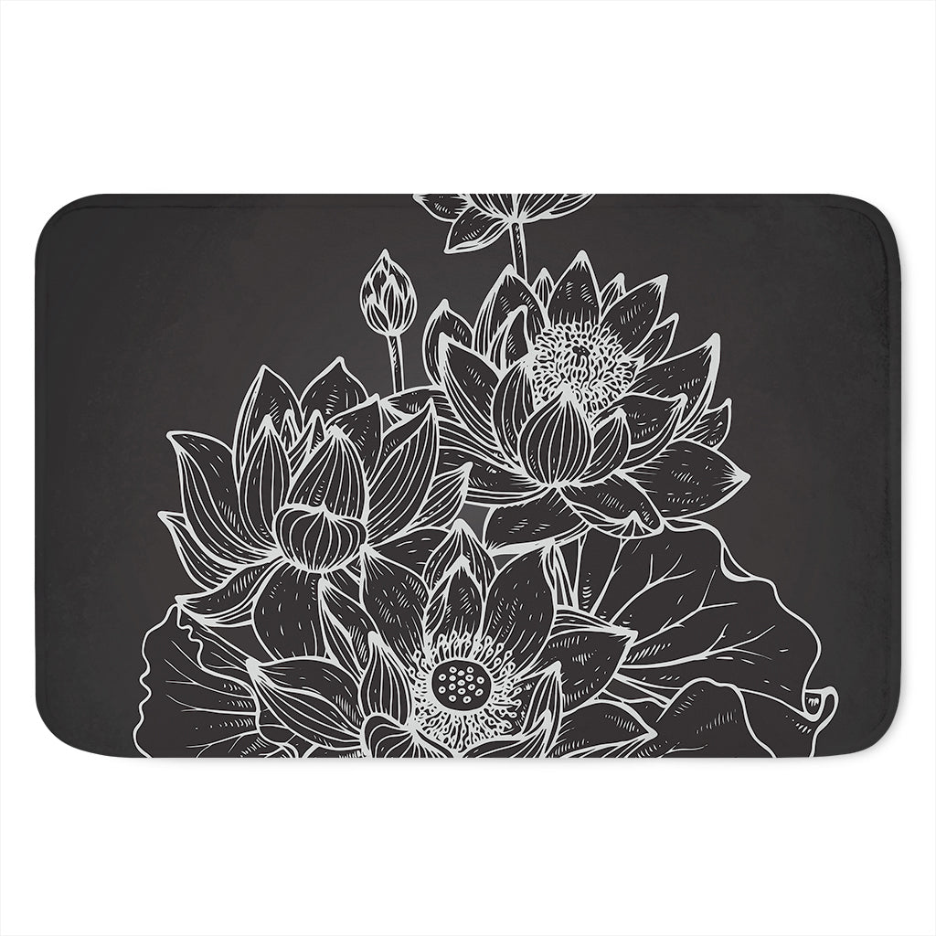 Monochrome Lotus Print Indoor Door Mat