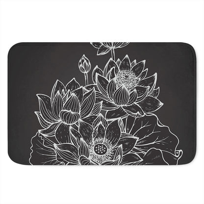 Monochrome Lotus Print Indoor Door Mat