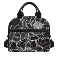 Monochrome Lotus Print Insulated Lunch Bag
