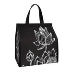Monochrome Lotus Print Insulated Lunch Tote