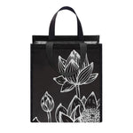 Monochrome Lotus Print Insulated Lunch Tote