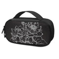 Monochrome Lotus Print Portable Cooler Travel Case