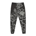 Monochrome Lotus Print Jogger Pants