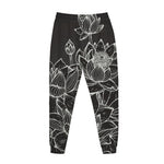 Monochrome Lotus Print Jogger Pants