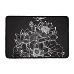 Monochrome Lotus Print Kitchen Mat