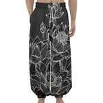 Monochrome Lotus Print Lantern Pants