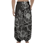Monochrome Lotus Print Lantern Pants