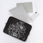Monochrome Lotus Print Laptop Sleeve