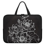 Monochrome Lotus Print Laptop Sleeve With Handle
