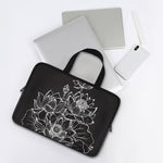 Monochrome Lotus Print Laptop Sleeve With Handle