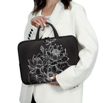 Monochrome Lotus Print Laptop Sleeve With Handle