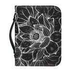 Monochrome Lotus Print Leather Bible Cover