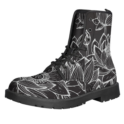 Monochrome Lotus Print Backpack
