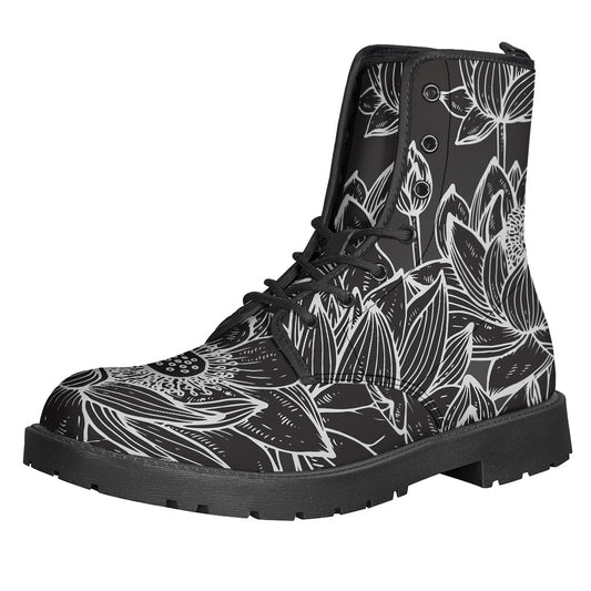 Monochrome Lotus Print Backpack