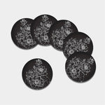 Monochrome Lotus Print Leather Coaster Set