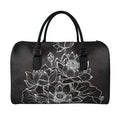 Monochrome Lotus Print Leather Duffel Bag