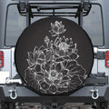 Monochrome Lotus Print Leather Spare Tire Cover