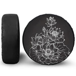 Monochrome Lotus Print Leather Spare Tire Cover