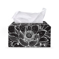 Monochrome Lotus Print Leather Tissue Box Cover