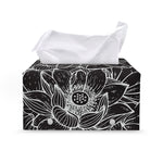 Monochrome Lotus Print Leather Tissue Box Cover