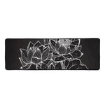 Monochrome Lotus Print Long Kitchen Mat