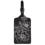 Monochrome Lotus Print Luggage Tag
