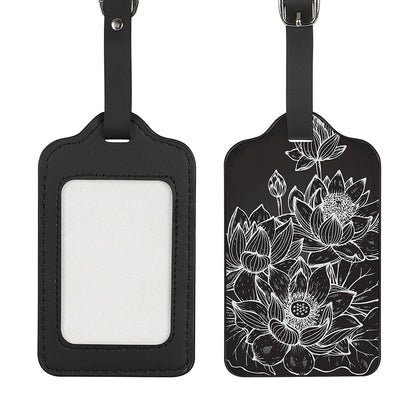 Monochrome Lotus Print Luggage Tag
