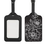 Monochrome Lotus Print Luggage Tag