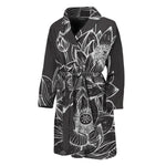 Monochrome Lotus Print Men's Bathrobe