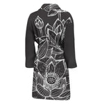 Monochrome Lotus Print Men's Bathrobe
